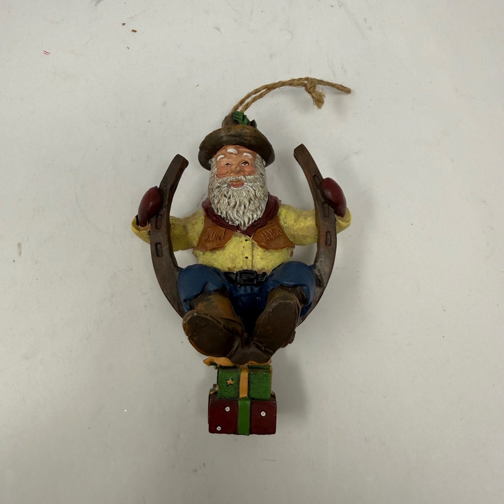 Cowboy Santa Christmas Ornament Multicolor Western Horseshoe - Picture 2 of 6